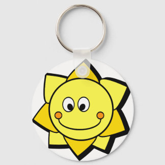 Chaveiro Cartoon Feliz Amarelo e Sol Laranja
