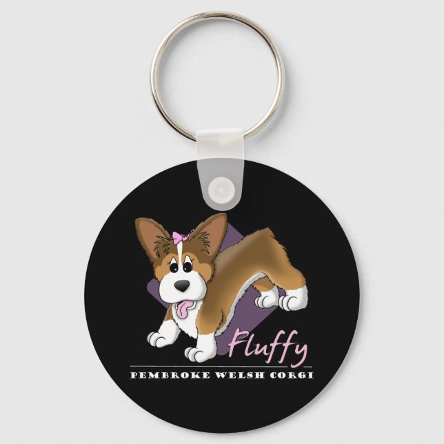 Chaveiro Cartoon Fluffy Pembroke Welsh Corgi (Frente)