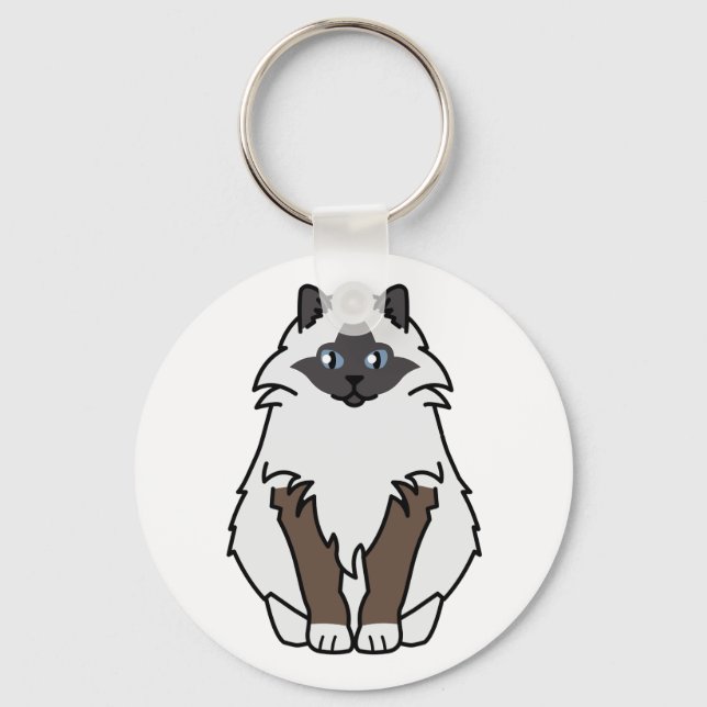 Chaveiro Cartoon Gato de Birman Sagrado (Frente)