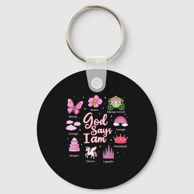 Chaveiro Cartoon God Say I Am Princess Girl Kids  (Frente)