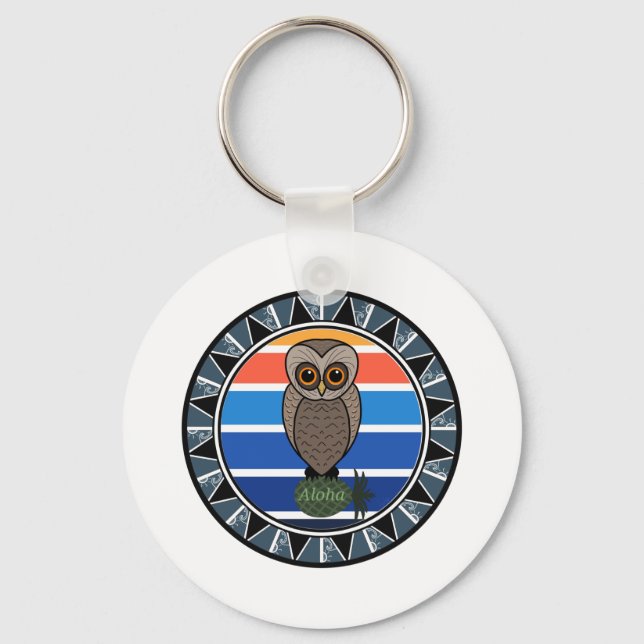 Chaveiro Cartoon Hawail Owl Pueo (Frente)