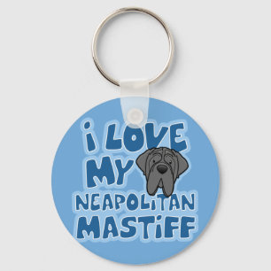 Chaveiro Cartoon I Love My Neapolitan Mastiff