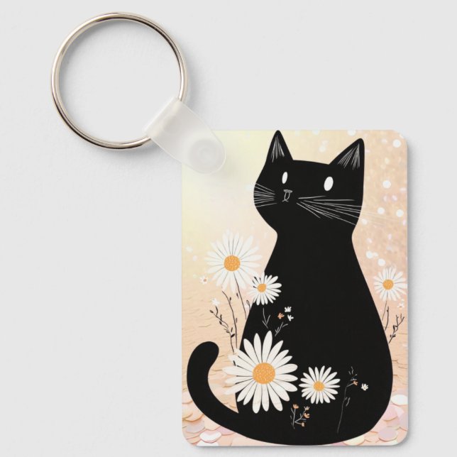 Chaveiro Cartoon Kitty with the Daisies Keychain (Frente)