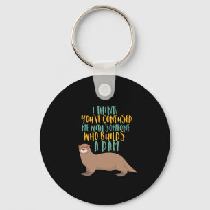 Chaveiro Cartoon Otter Engraçado Confuso com Dam Beaver