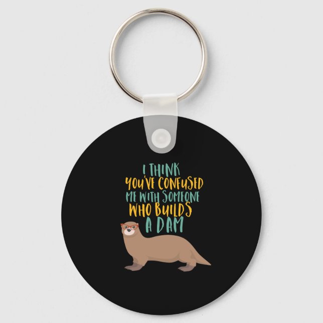 Chaveiro Cartoon Otter Engraçado Confuso com Dam Beaver (Frente)