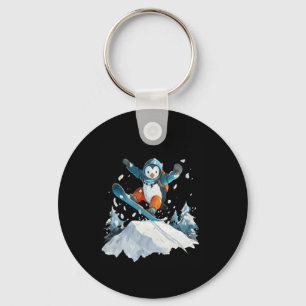 Chaveiro Cartoon Penguin Snowboard Adventure Winter