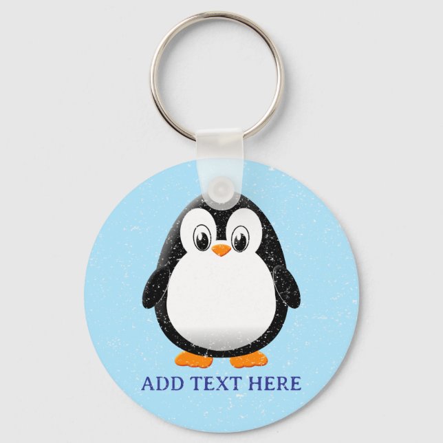 Chaveiro Cartoon Pinguim Bonito Personalizado Inverno (Frente)