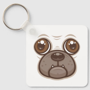 Chaveiro Cartoon Pug Mug Puppy Dog Face