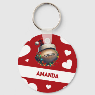 Chaveiro Cartoon Red Feliz American Football Name