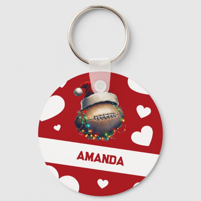 Chaveiro Cartoon Red Feliz American Football Name (Frente)