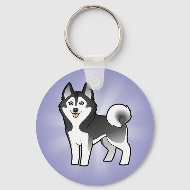 Chaveiro Cartoon Siberian Husky / Alaskan Malamute (Frente)