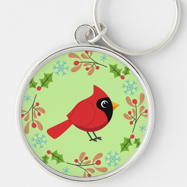 Chaveiro Cartoon Vermelho Bonito com Flores (Frente)