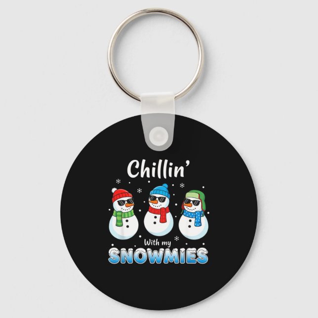 Chaveiro Cartoons Chillin' With My Snowmies, Funny Snowman  (Frente)
