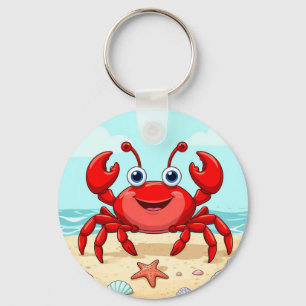 Chaveiro Cartum Vermelho Cheio em uma Praia com Seashell