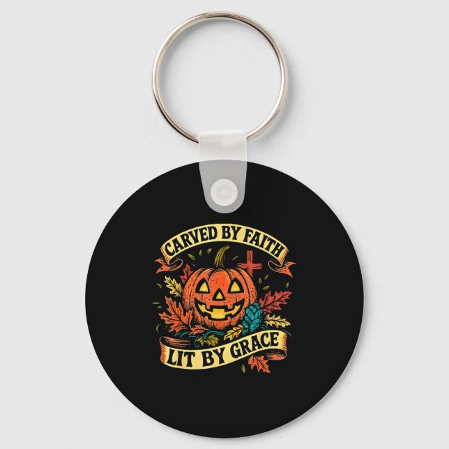 Chaveiro Carved By Faith Lit By Grace Religious Christian H (Frente)