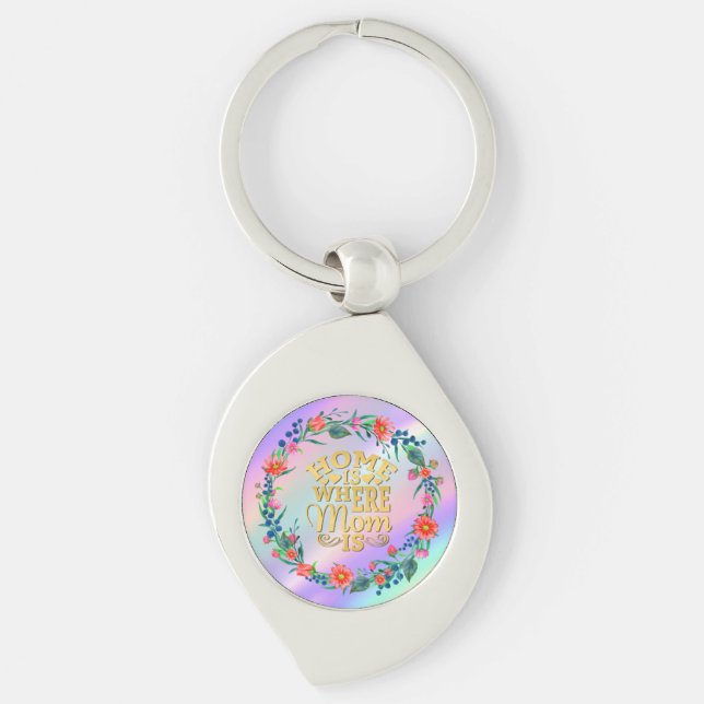 Chaveiro Casa é onde a mãe está presente para Dia de as mãe (Frente)