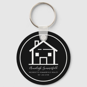 Chaveiro Casa Personalizada Preta e Branca de Imóvel Modern