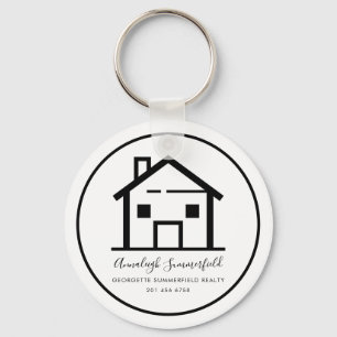 Chaveiro Casa Personalizada Preto e Branco de Imóveis Moder