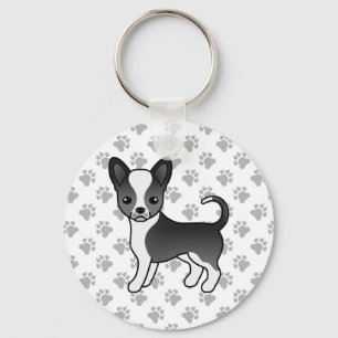 Chaveiro Casaco Chihuahua Cães e Patas Negras E Brancas