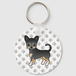 Chaveiro Casaco Chihuahua Cães e Patas Negras E Tanas