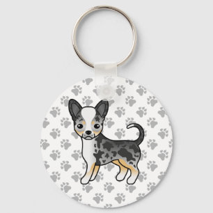 Chaveiro Casaco Chihuahua Cão e patas azul