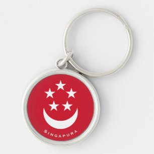 Chaveiro Casaco de Armas de Singapura com nome acrescentado