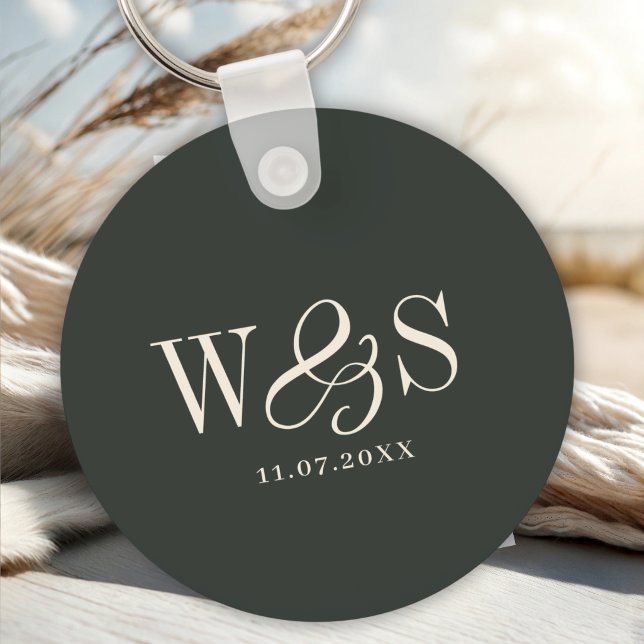 Chaveiro Casais iniciais de casamento Ebony Elegante (Criador carregado)