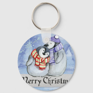 Chaveiro Casal bonito de pinguins se abraçando