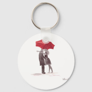 Chaveiro Casal de amor com casal romântico guarda-chuva ver
