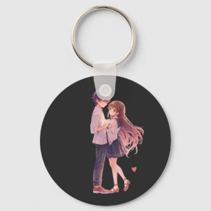 Chaveiro Casal de Anime Romântico - Arte de Amantes com Est