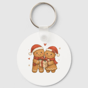 Chaveiro Casal de Biscoito de Gengibre com Presente e Chapé