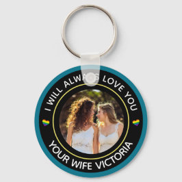 Chaveiro Casal de Casamento de Foto LGBTQ Lésbica