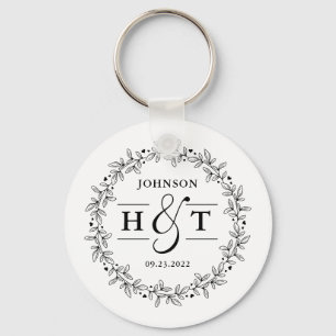 Chaveiro Casal de Casamento - Letra Monograma - Forma Flora