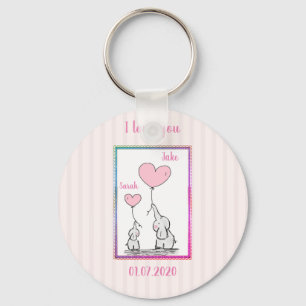 Chaveiro Casal de Elefante Rosa