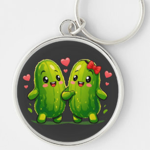 Chaveiro Casal de Pepino Fofo Design Divertido de Pepinos K