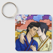 Casal gay no estilo da arte ukiyo-e japonesa