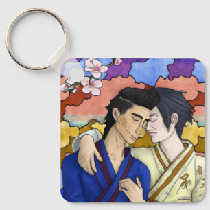 Chaveiro Casal gay no estilo da arte ukiyo-e japonesa