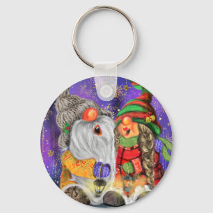 Chaveiro Casal Hugged Gnomos Cantando Feliz Canção De Nat