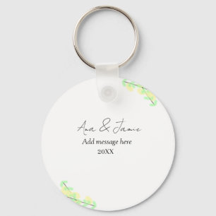 Chaveiro casal nome data casamento floral abstrato verde am