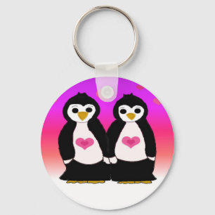 Chaveiro Casal pinguim com coração