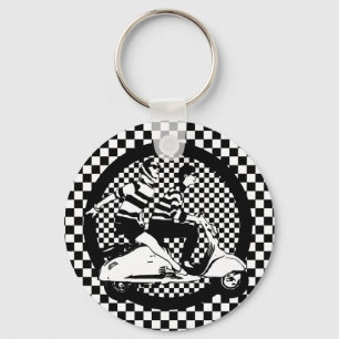 Chaveiro Casal retro do patinete da verificação do estilo