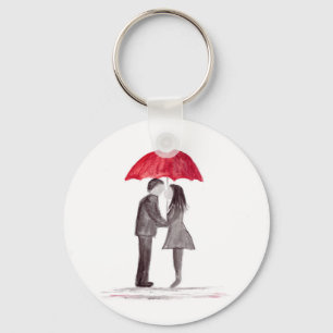 Chaveiro Casal romântico de amor com cor d'água de guarda-c