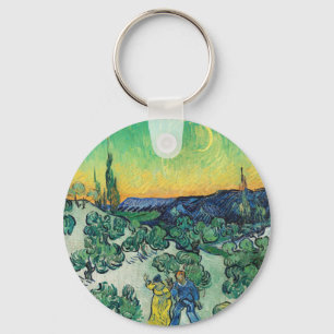 Chaveiro Casal Romântico de Van Gogh Caminhando sob a Lua