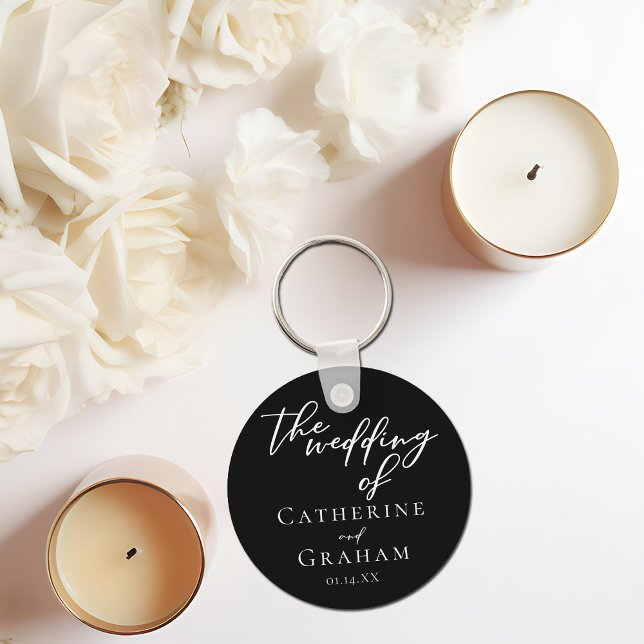 Chaveiro Casamento Branco Negro Simples, Personalizado (Criador carregado)