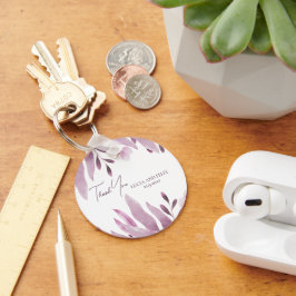 Chaveiro Casamento Burgundy Big Leaves Obrigado