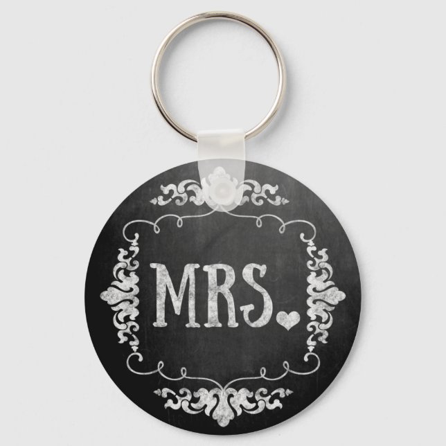 Chaveiro Casamento Chalkboard "Sra." (Frente)