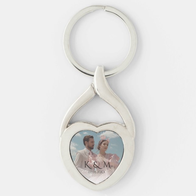 Chaveiro Casamento com imagem Vintage Pastel Elegante  (Frente)