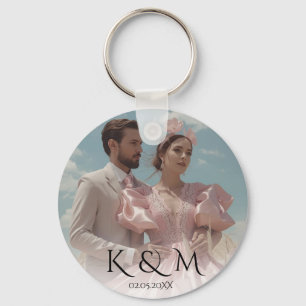 Chaveiro Casamento com imagem Vintage Pastel Elegante