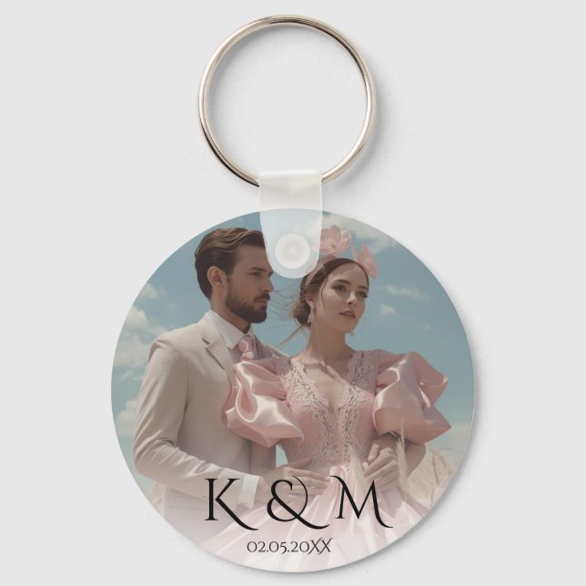 Chaveiro Casamento com imagem Vintage Pastel Elegante (Frente)