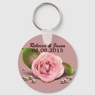 Chaveiro casamento cor-de-rosa com rosa poeirento de victor